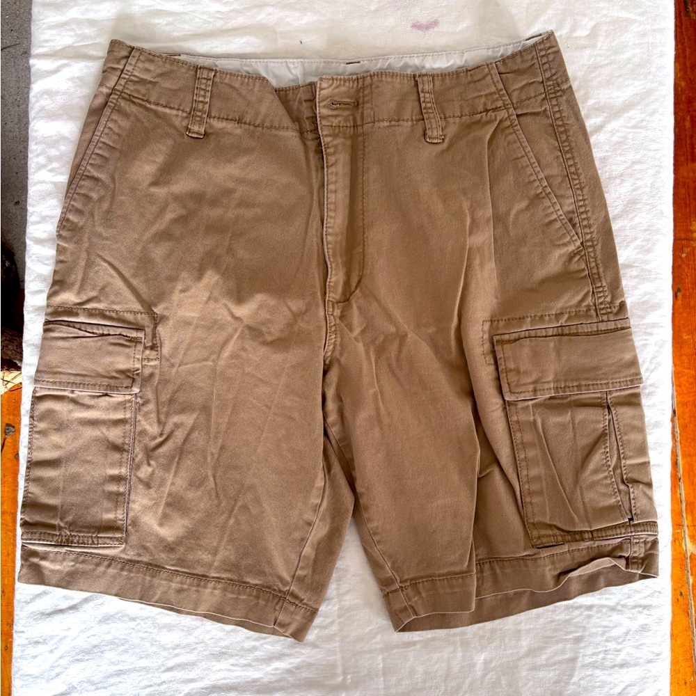 Men’s Old Navy Lived In Straight Cargo Built In Flex Tan Short Size 33